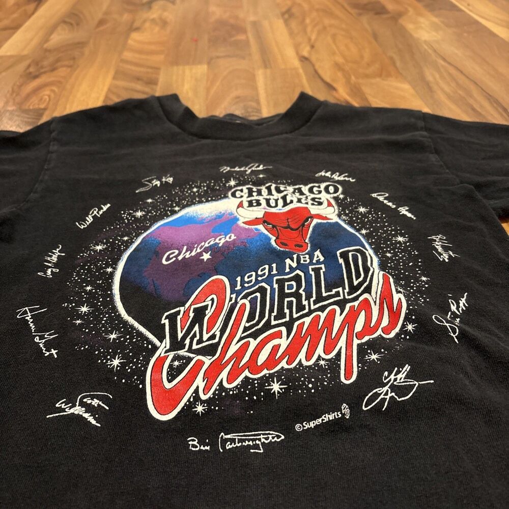 Vintage Chicago Bulls Single Stitch Made In USA World Champ 1991 Shirt Size Xl